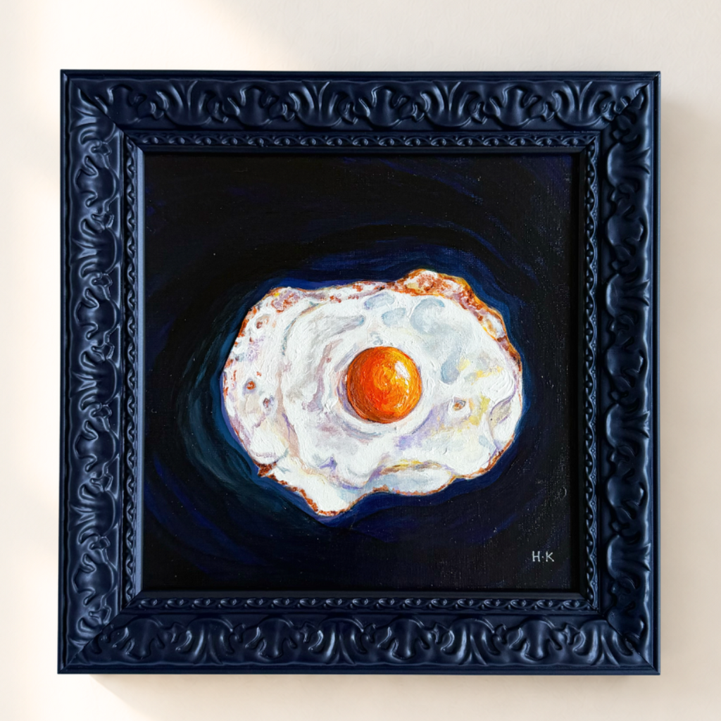 Fried Egg — Original Acrylic on Canvas by Hina Khan, detail view