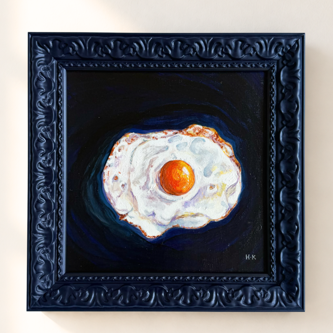 Fried Egg — Original Acrylic on Canvas by Hina Khan, detail view