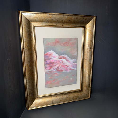 Cloud Study I, 1/5 by Hina Khan, acrylic on canvas in a gold frame